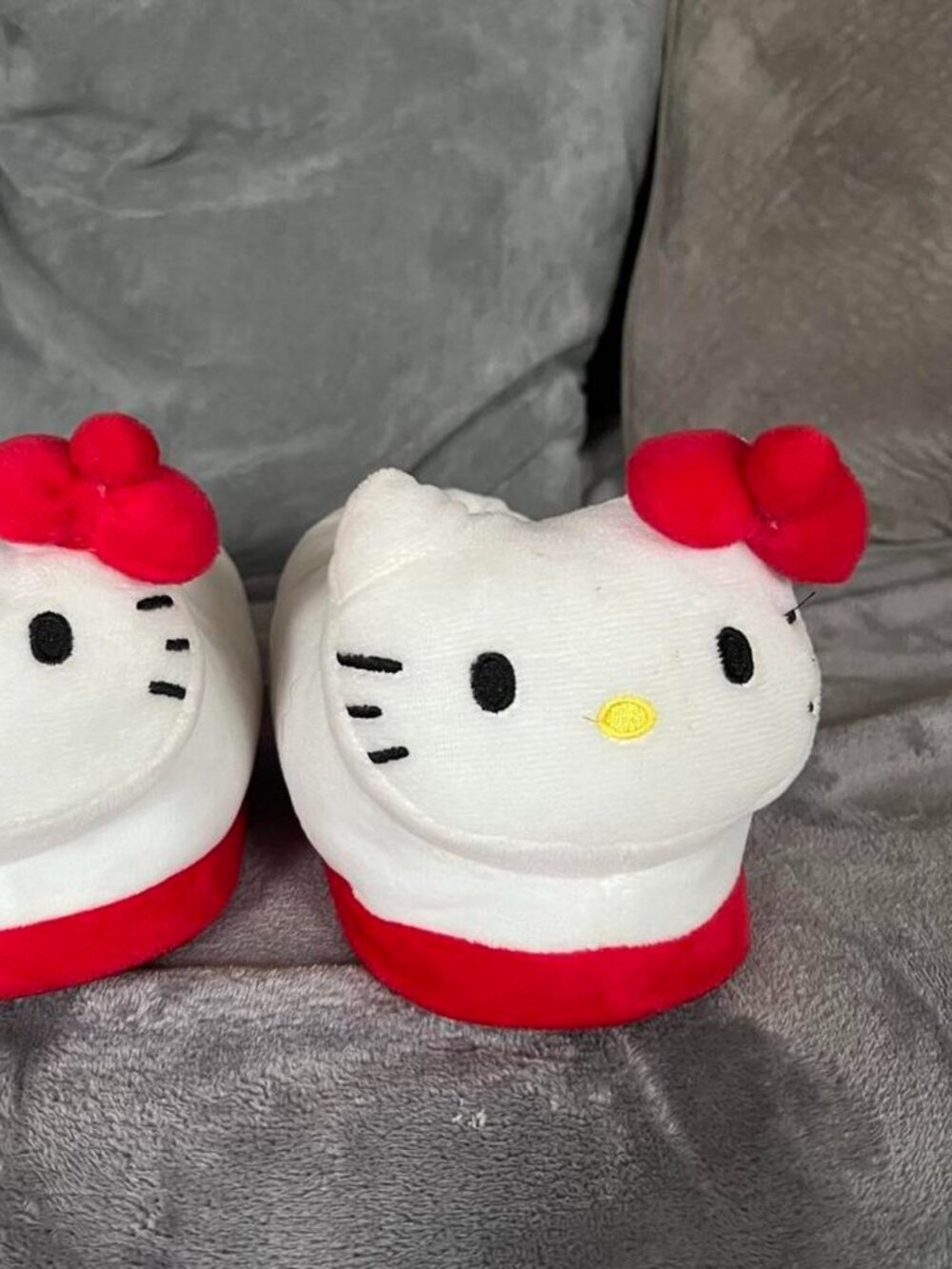 Hello Kitty Sanrio Women's White and Red Slippers